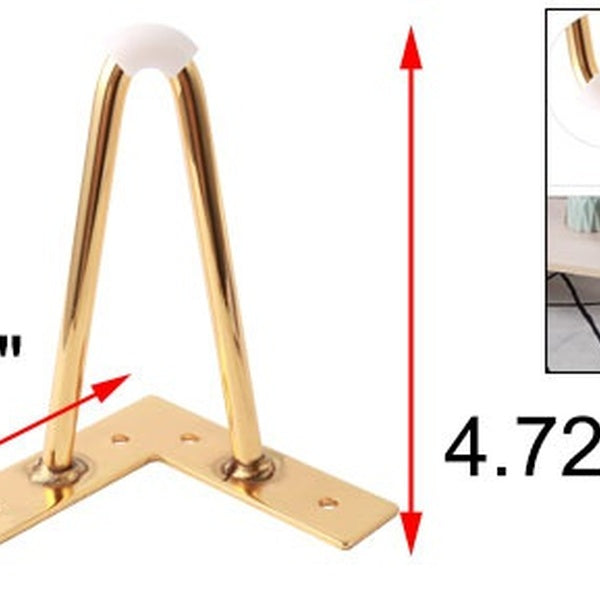 4.72 Inch 4pcs Hairpin Table Leg Iron Mid Century Style Furniture Leg Gold Tone