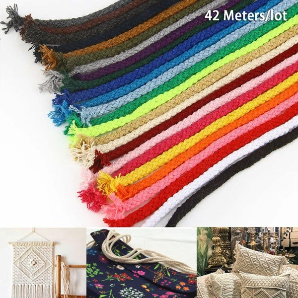 42 Meters-lot 5mm Cotton Rope Cords Craft Decorative Twisted Thread DIY Handmade Craft Accessories Home Decoration Cord