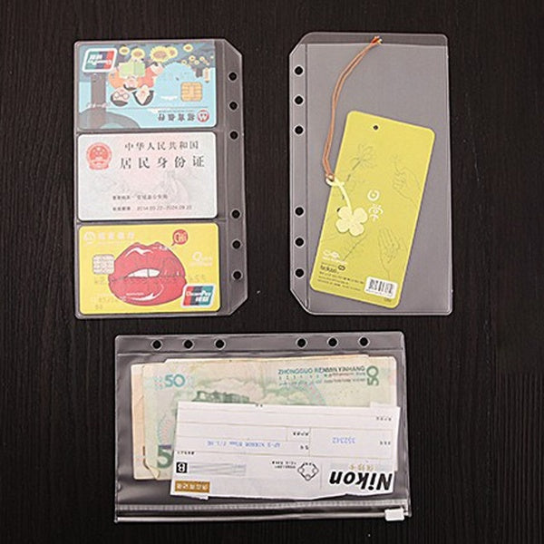 A5- A6 PVC Presentation Binder Folder Zipper Receive Bag Concise Diario Planner's Spiral Filing Products Card Holder Bag