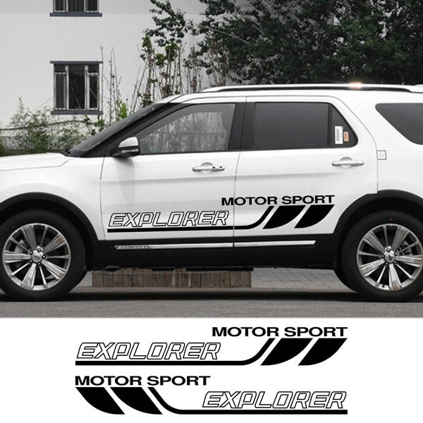 2PCS Racing Car Stylish Door Side Decal Stickers Auto Vinyl Film For Ford Explorer Car Both Side Graphic Vinyl Decor Accessories