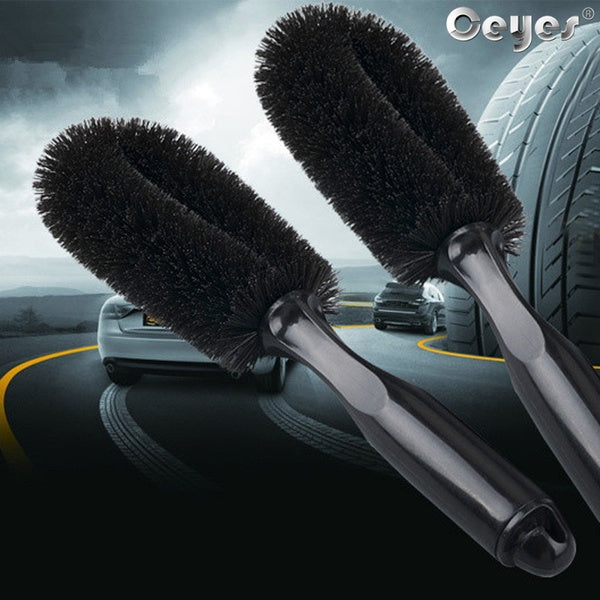 Ceyes Auto Rim Scrubber Wheel Brush Cleaner Dust Remover Plastic Handle Motorcycle Truck Washing Vehicle Wash Tire Cleaning Tools (Black & Grey Color