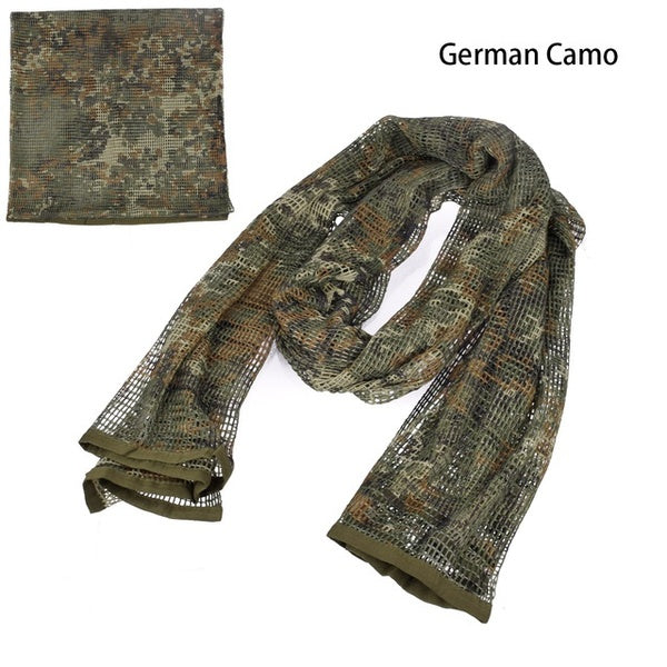 Military Camouflage Tactical Mesh Breathbale Scarf Sniper Face Veil Scarves For Camo Airsoft Hunting Cycling Neckerchief Hiking Scarve