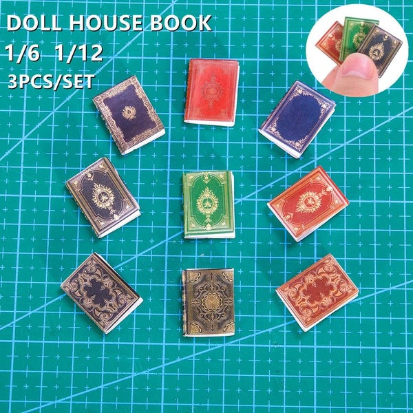 3PCS 1-6 1-12 Scale Miniature Classical Books Doll Home Accessories Model Doll house Display Micro Film Shooting Props