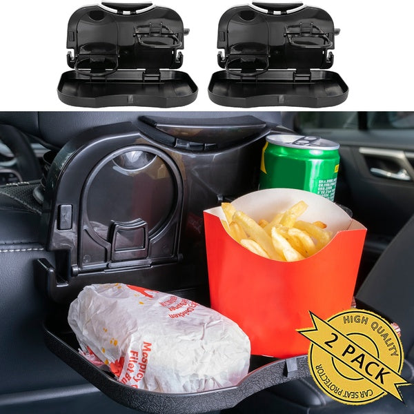 2X Car Seat Back Foldable Organizer Headrest Mount Travel Food Table Tray Drink Holder Cup Desk Child Auto Storage Bag Accessories