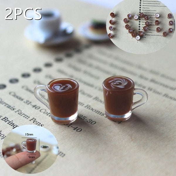 2PCS 1-12 Scale Cute Mini Coffee Cup Doll house Miniature Latte Art Coffee Mugs Play Kitchen Doll Food Toy Accessories Matron Inn