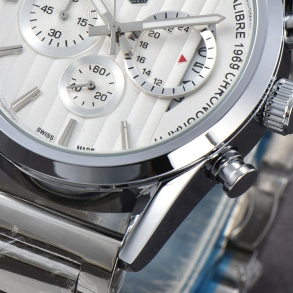 Montres en acier inoxydable pour hommes, montre d'affaires de luxe, à Quartz classique, de marque, chronographe
