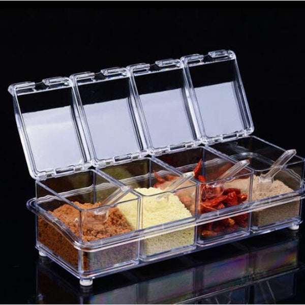 4pcs-set New Kitchen Organizer Storage Boxes Spices Seasoning Jar Transparent Sugar Salt Bottle Kitchen Accessories OK 0631 Matron Inn