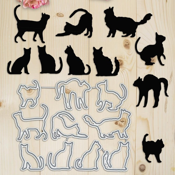 10pcs Cat Metal Cutting Dies Stencil Die Cutting Dies For Card Making Embossing Stencil For Scrapbooking, DIY Album, Paper, Cards, Art, Decoration