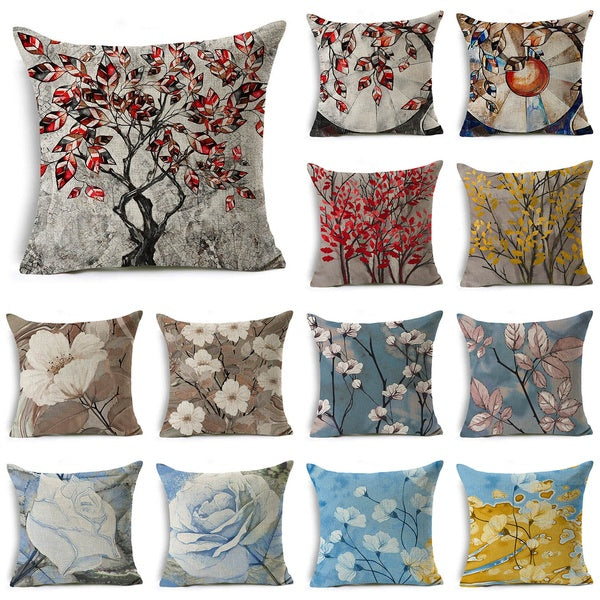Oil Painting Style Microfiber 45cm X 45cm Cushion Cover Sofa Pillowcover Bedroom Car Pillowcases