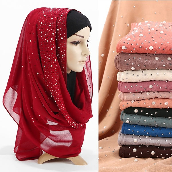 20 Colors Muslim Women Bubble Chiffon Hijab Scarf's Glitter Femme Musulman Shawls Islamic Headscarf 70*175cm
