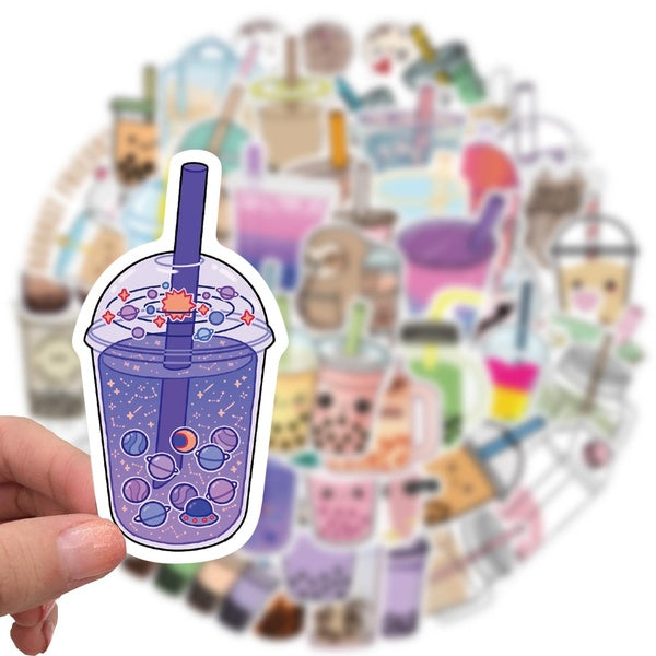 10-25-50PCS Bubble Tea Sticker Cute Cartoon Graffiti Stickers Water Bottle Laptop Phone Bicycle Luggage Case Skateboard Children Adult Sticker