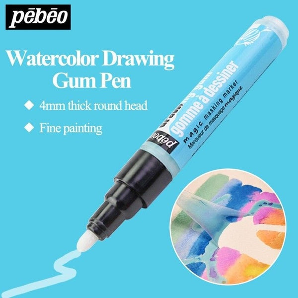 1Pcs Watercolor Covering Blank Marker Leaving White Pen Drawing Gum 4mm Blocking Watercolor Pigment Gum Erasable
