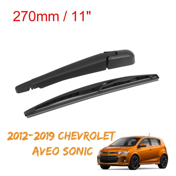 Black 270mm 11" Rear Windshield Wiper Blade Arm Set for 2012-2019 Chevrolet Aveo 2012-2019 Chevrolet Sonic