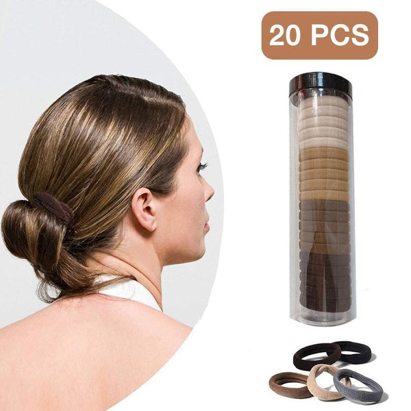 20 PCS Thick Seamless Hair Ties for Women & Girls, Ponytail Holders Hair Accessories No Damage Elastic Hair Bands for Thick Heavy Curly Hair