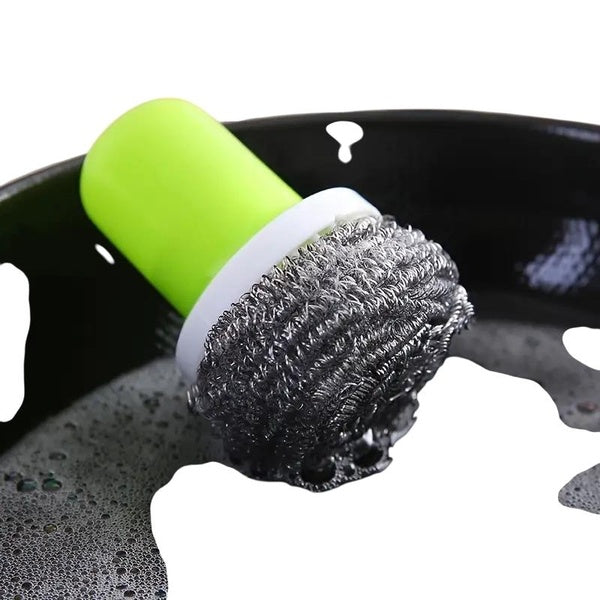 1pc Stainless Steel Dishwashing Brush with Handle - Creative Design forEasy Cleaning and Decontamination of Kitchen Utensils