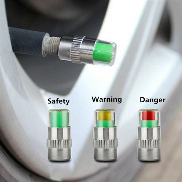 New Hot 4 Pcs-Set Car Tire Valve Cap Tire Pressure Table Tire Gauge Tire Pressure Monitoring Warning Cap