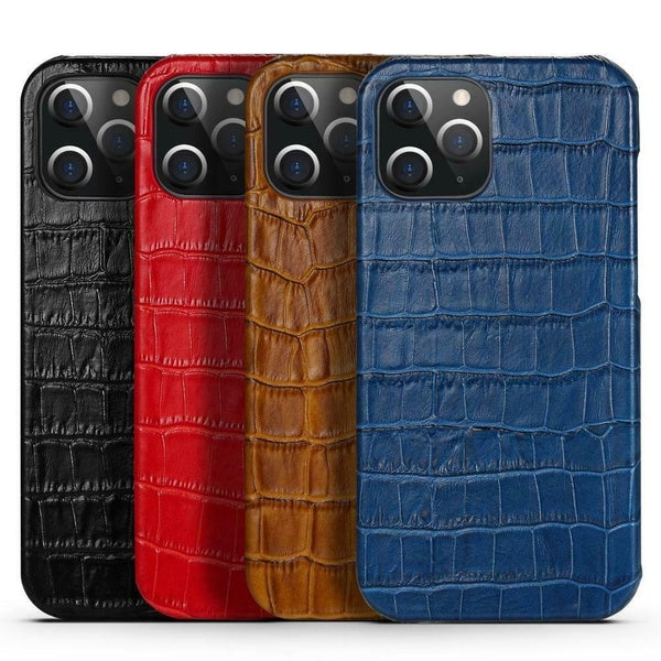 Phone Funda Case For iPhone 15 14 13 12 Mini Pro Max Luxury Retro Crocodile Grain Genuine Leather Back Cover Cover for iPhone 15 14 11 Pro Max XS MAX