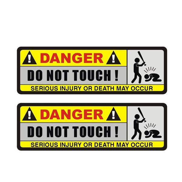 2PCs 15.8CM*5.1CM DANGER Car Sticker Funny DO NOT TOUCH Decorate Decal Car SUV Window Door Bumper Sticker