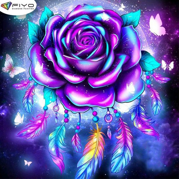 FIYO Rose Dream Catcher Diamond Painting Kits For Adults DIY 5D Diamond Mosaic Diamond Painting Home and Kitchen Fashion Canvas Pictures Wall Decorat
