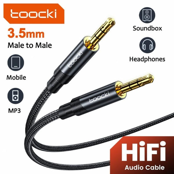 Toocki (mâle à mâle) HiFi 3,5 mm Jack Audio Aux Câble Nylon Tressé Rallonge Câble Pour Téléphone Mobile Tablettes Ordinateurs Portables Soundbox Casq