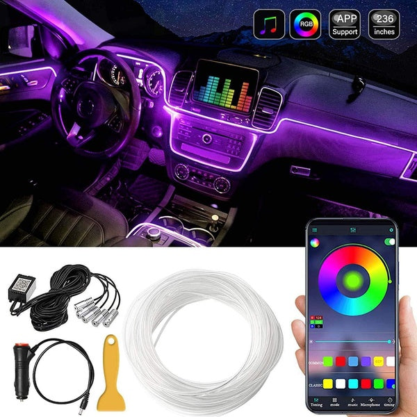 Yiyasu Store Car Led Strip Lights Interior Car Lights Ambient Led Lighting Kit With RGB 16 Million Colors Fiber Optics Music Sync Rhythm Neon Light C