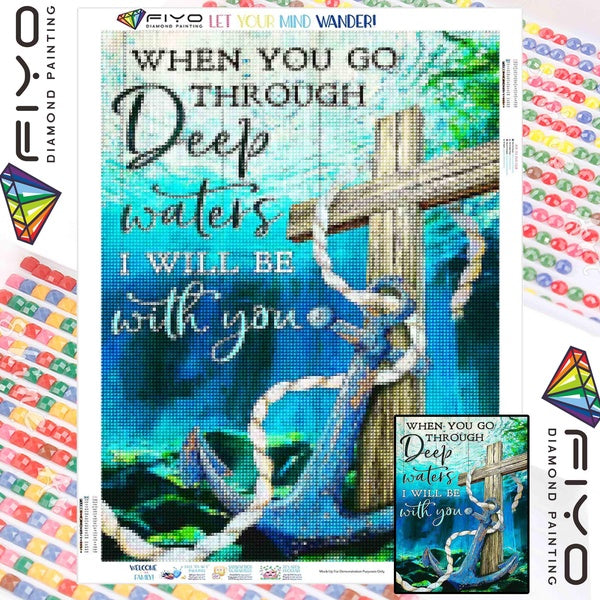 FIYO Undersea Cross Diamond Painting Kits For Adults DIY 5D Diamond Mosaic Diamond Painting Home and Kitchen Fashion Canvas Pictures Wall Decoration