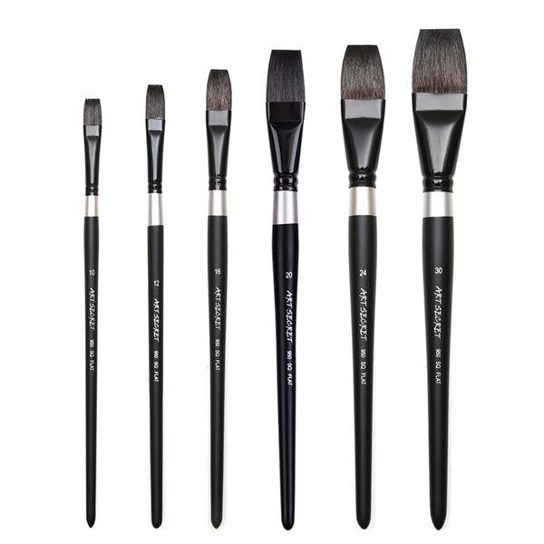 Squirrel Hair Flat Paint Brush Watercolor Art Painting Brushes