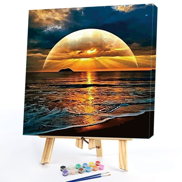 Sunset FIYO Diy Paint by Numbers Kits for Adults and Kids Beginner on Canvas Fashion Oil Painting Wall Art for Gift( No Frame )
