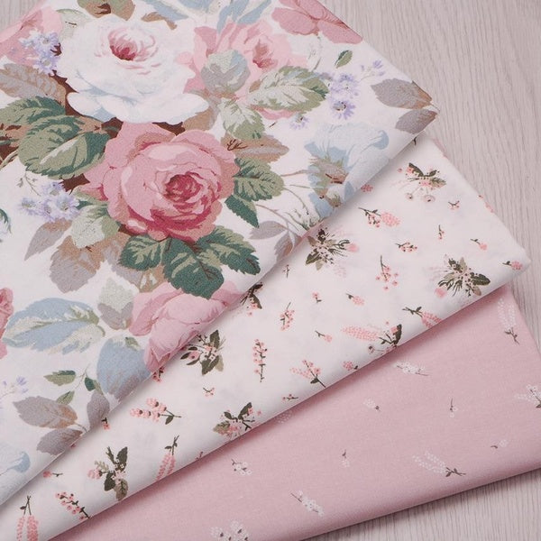 Rose Printed Fabric for Sewing Dress Twill Cotton Fabric for Home Textiles and DIY Handmade Patchwork Fabric