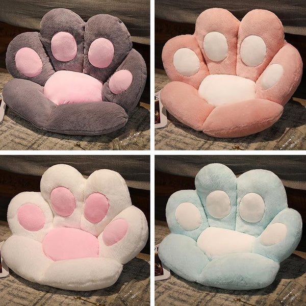 Pink Cushion Long Plush Cat Paw Chair Seat Cushion Back Cushion Comfortable Thick Stool Butt Office Cushion 27.5inch X 23.6inch