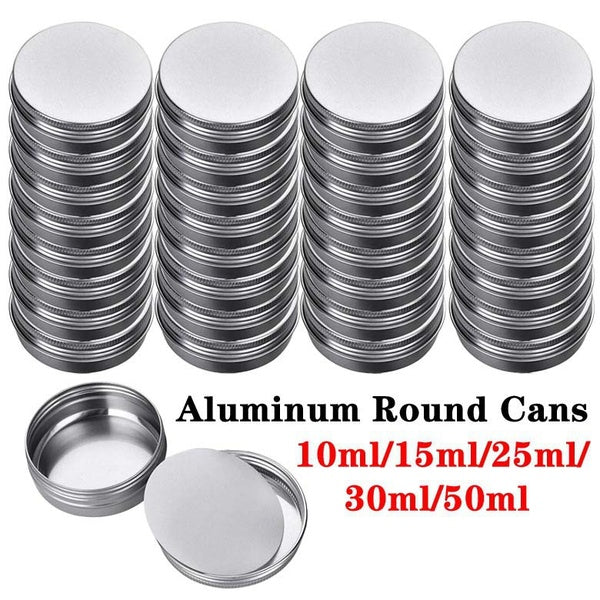 10Pcs-Lot Silver Aluminium Tin Jar Sample Container Cosmetic Pots Round Can with Screw Cap for Lip Balm Art Cream Make Up Storage
