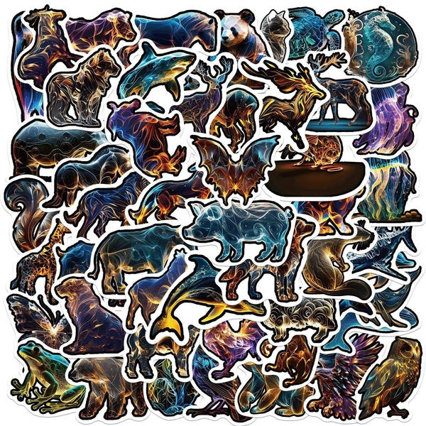 10-50Pcs Translucent Abstract Animal Stickers Animal Art Illustration Graffiti Stickers for DIY Luggage Laptop Skateboard Motorcycle Bicycle Stickers