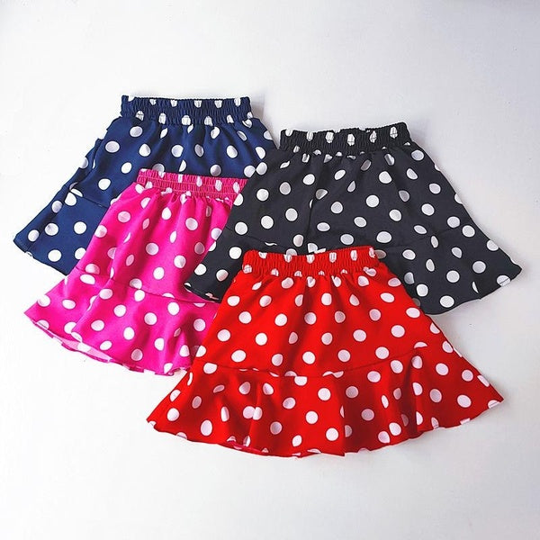 Ruffled Polka Dot Children's Pleated Skirts Chiffon Summer Girls Mini Skirt Kids Clothing