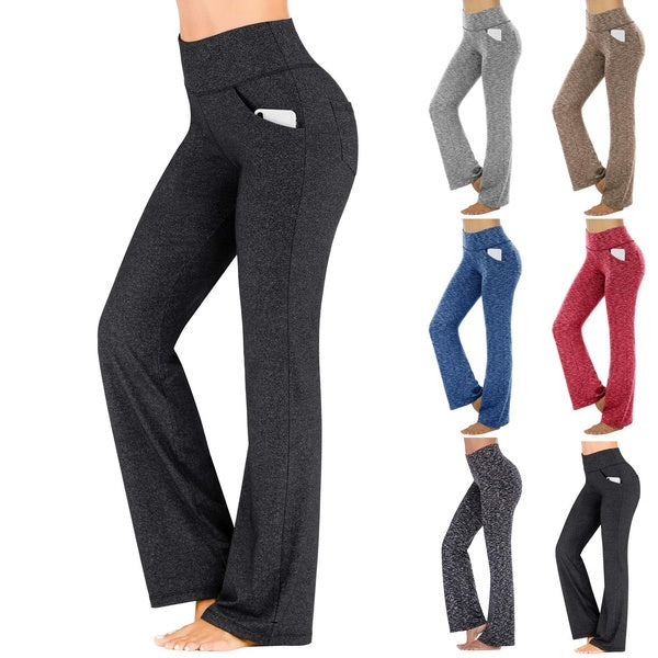 Pantalon de yoga bootcut pour femme Pantalon de yoga taille haute avec poches pour femme Pantalon de travail bootleg Pantalon d'entraînement