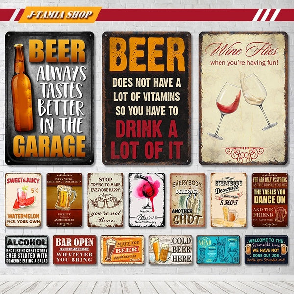 Beer Drink A Lot Of It Vintage Beer Metal Tin Signs Posters Bar Pub Motel Winery Man Cave Wall Decor