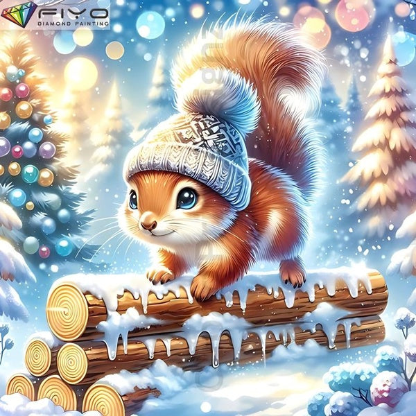 FIYO Squirrel DIY 5D Diamond Painting Full Drill with Number Kits Home and Kitchen Fashion Mosaic Diamond Painting Canvas Wall Decoration Gift Crafts