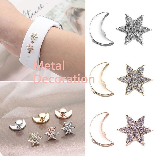 diamond metal charms decoration Band for Apple Watch series 7 SE 6 5 4 3 2 1-samsung Galaxy watch 4-Classic Decoration fit for samsung-huaiwei watch