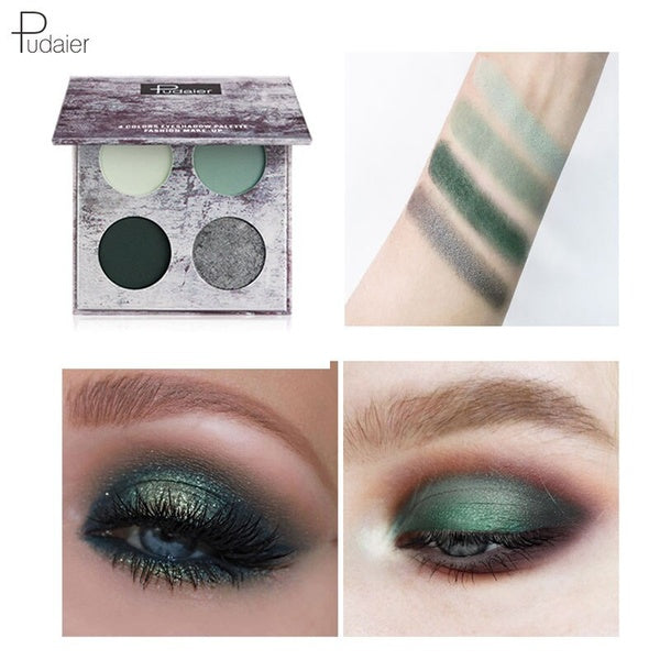 Santé & Beauté Pudaier 4 Couleurs Fard À Paupières Palette Glitter Fard À Paupières Maquillage Pigment Brillant Longue Durée Mat Professionnel Ombre