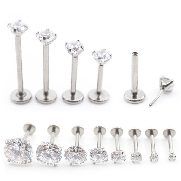 Alisouy 1PC sans filetage titane rond zircon anodisé labret lèvre goujon anneau oreille tragus cartilage boucles d'oreilles corps piercing bijoux