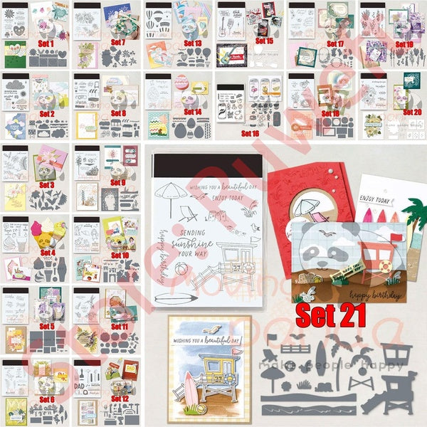 Ensemble de timbres transparents et de matrices de découpe en métal, 22 Styles, pour bricolage, Scrapbooking, artisanat, fabrication de cartes de vau