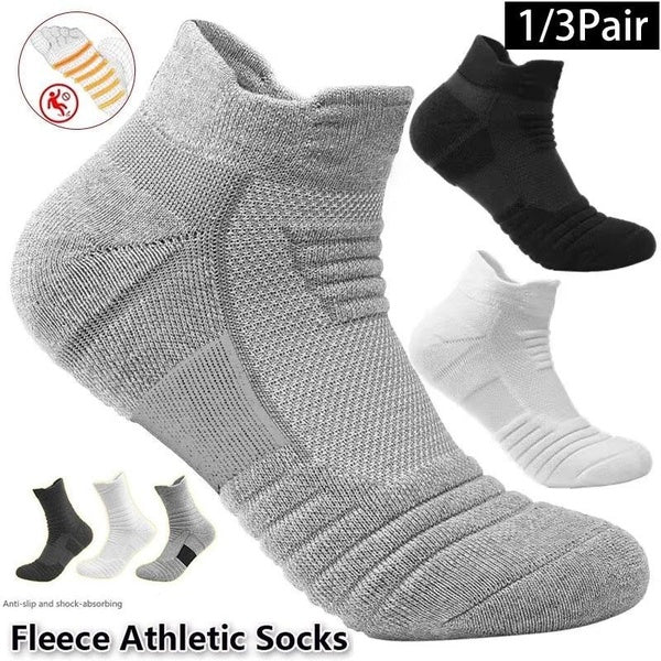Men's and Women's Basketball Sports Socks, Anti Slip Running Bike Soccer Hiking Socks, Sports Cotton Compression - Comfortable and Durable, 1-3 Doubl
