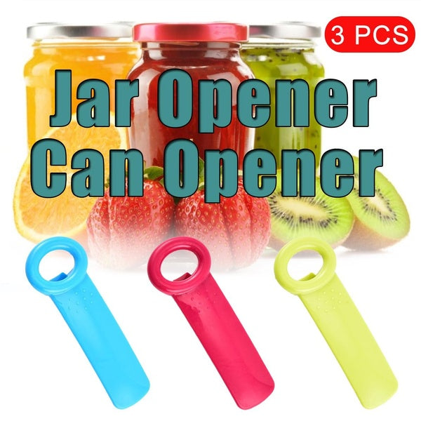 Jar Opener Bottle Opener and Can Opener for Canned food caps, beer bottle caps, soda caps and cocktail caps，3 PCS