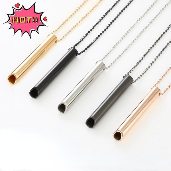 Collier de placage sous vide en acier inoxydable, pendentif tridimensionnel de méditation et de pleine conscience régule la respiration et soulage le