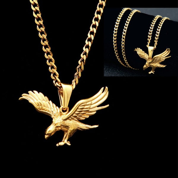 Hip Hop Hommes Collier De Mode Placage Sous Vide En Acier Inoxydable Dapeng Eagle Pendentif Collier En Or, Collier Hip Hop Homme, Colar de Hip Hop Ho