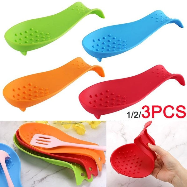 Silicone Insulated Spoon Holder 1-2-3Pcs Heat Resistant Placemat Drink Glass Coaster Spoon Holder Cutlery Shelving Kitchen Tools Placemat