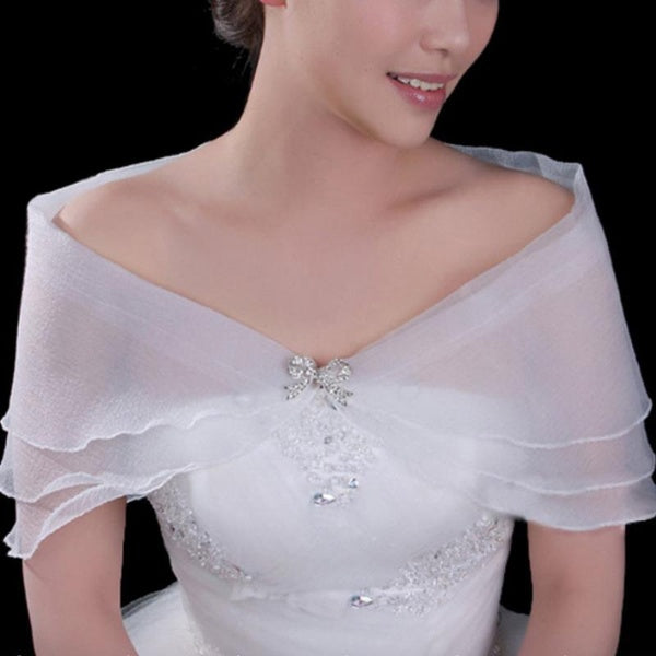 Mariage De Mariée En Organza Wrap Châle En Mousseline De Soie Boléro Manteau Parti Cocktail Superbe Châle En Dentelle