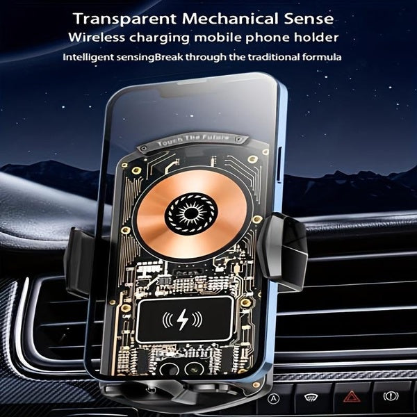 Majesun Wireless Car Charger & Phone Holder: Automatic Clamping, 15W Fast Charging, 360 Degree Rotation, AirVent Mount for IPhone Samsung Smartphones