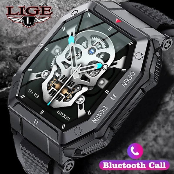 LIGE nouveau Bluetooth appel montre intelligente hommes 1.85 "écran HD Sports de plein air Fitness Bracelet tension artérielle étanche Smartwatch hom