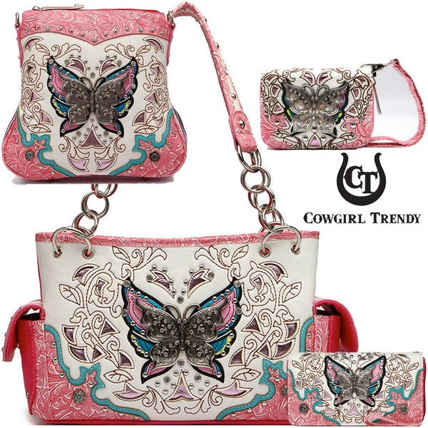 Papillon Floral Western Style Printemps Strass Dissimulé Carry Purse Pays Sac À Main Femmes Sac À Bandoulière Bandoulière Titulaire De La Carte Porte