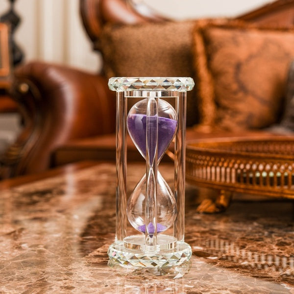 Crystal Hourglass Sand Timer with Gift Box, 30 min - Purple Yellow Blue Pink